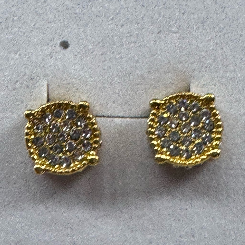CZ MICRO NAIL GOLDTONE STUD EARRINGS BOXED ANS READY TO GIFT - Picture 7 of 12